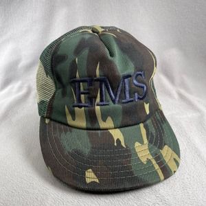 Vintage Snapback Trucker‎ Hat Men Green Camouflage Mesh Back Cap Made In USA